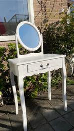 Witte kaptafel voor met spiegel en lade, Ophalen, Gebruikt, Klassiek, 50 tot 100 cm
