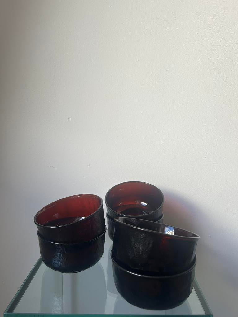 Arcoroc Sienna 6 rode schaaltjes, Antiek en Kunst, Antiek | Servies los, Ophalen of Verzenden