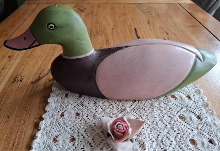 Grote oude handgemaakte houten lokeend, Antiek en Kunst, Curiosa en Brocante, Ophalen of Verzenden