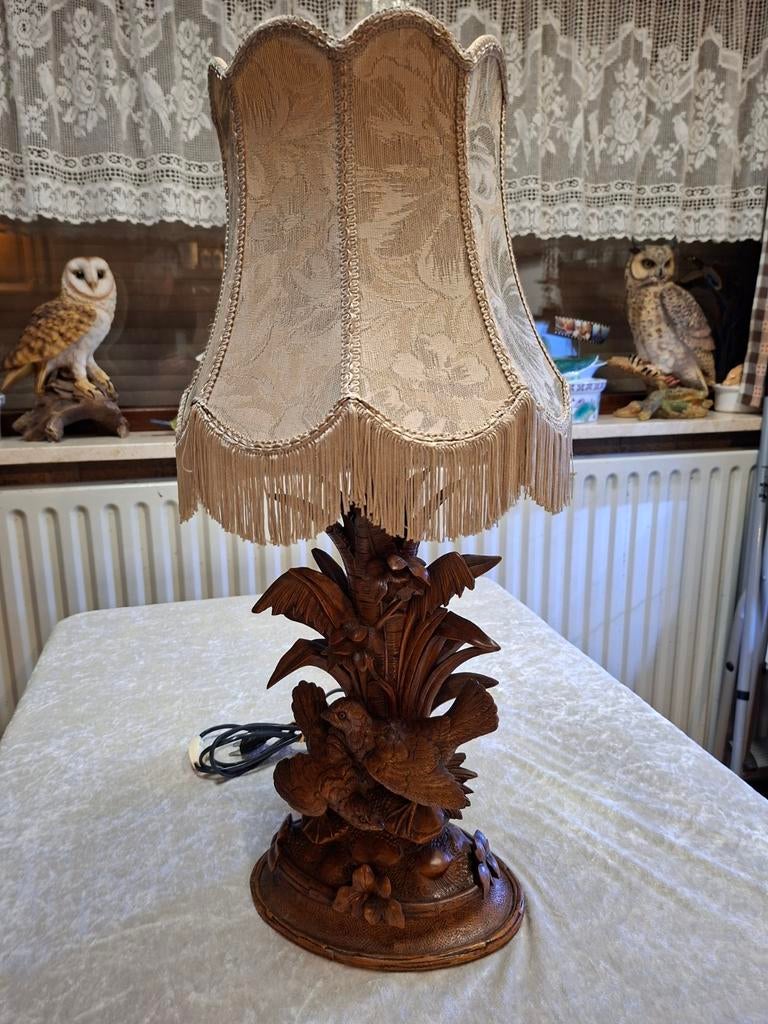 Antieke houten lamp, Ophalen of Verzenden