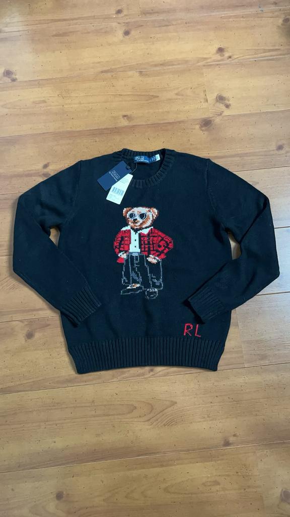 Polo Ralph Lauren trui met beer, zwart, Ophalen of Verzenden, Zo goed als nieuw, Maat 38/40 (M), Zwart