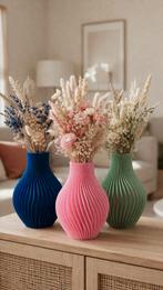Set van 3 decoratieve vazen voor droogbloemen (PLA), Kunststof, Blauw, Nieuw, Ophalen of Verzenden