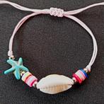 armbandje roze turquoise zeester schelp, Ophalen of Verzenden, Nieuw, Roze, Overige materialen