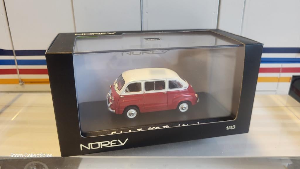 Norev Fiat 600 Multipla Red / White, Hobby en Vrije tijd, Modelauto's | 1:43, Auto, Norev, Ophalen of Verzenden, Zo goed als nieuw