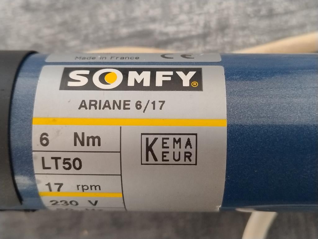 Somfy buismotor Ariane 6/17, Gebruikt, Minder dan 100 cm, Wit, Ophalen of Verzenden
