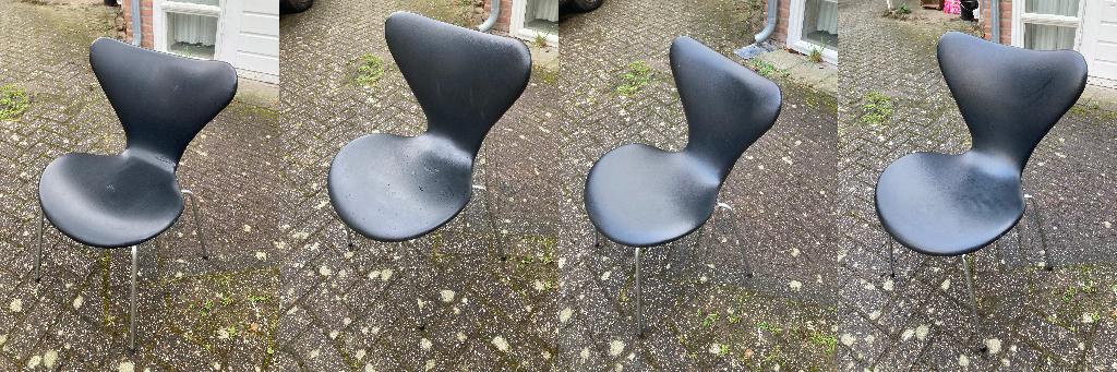 Arne Jacobsen Vlinderstoel 3107 - zwart kunstleer 4x, Ophalen