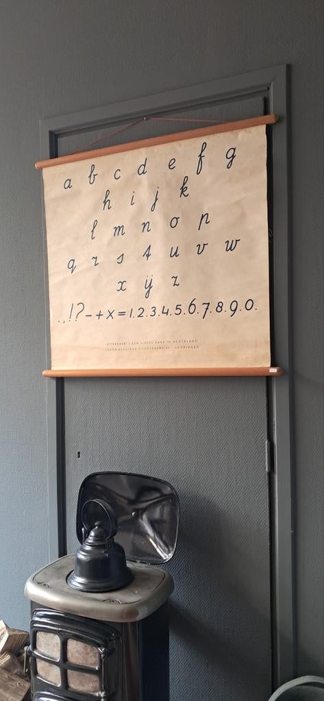 Oude schoolplaat letterkaart Jacob Dijkstra, Antiek en Kunst, Antiek | Schoolplaten, Ophalen of Verzenden, Overige thema's