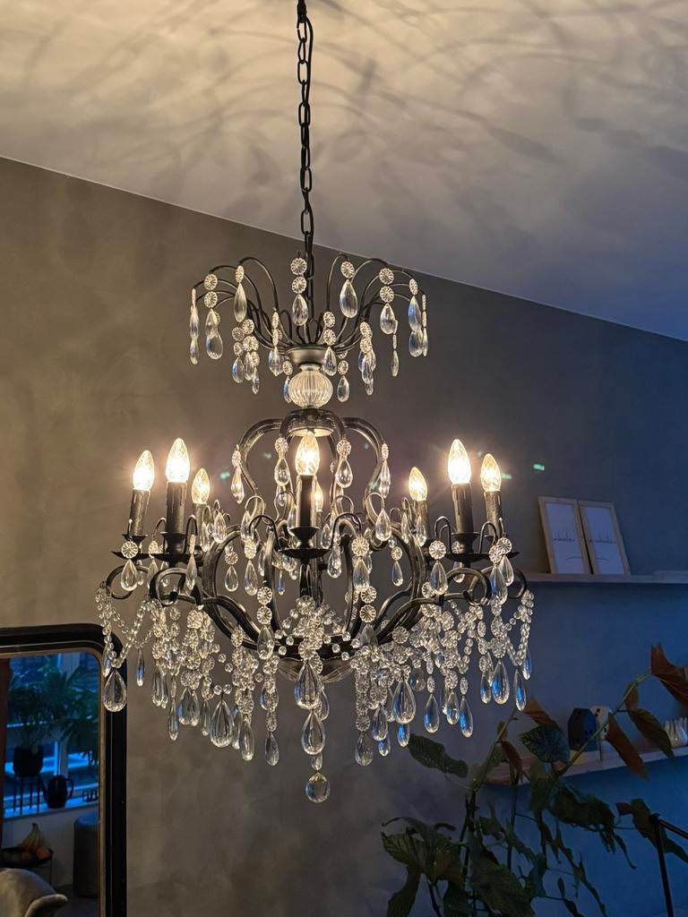 Kroonluchter, Huis en Inrichting, Lampen | Kroonluchters, Ophalen, Zo goed als nieuw, Glas