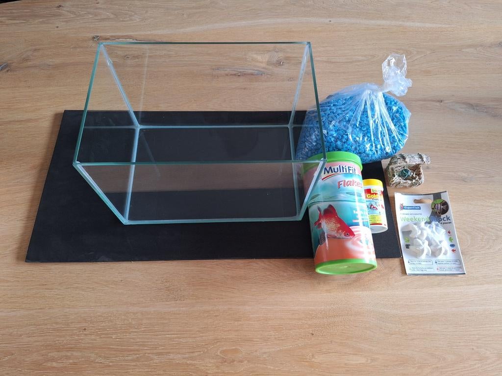 Vissenbak/aquarium 20x20x30cm incl. Toebehoren, Ophalen, Zo goed als nieuw, Leeg aquarium