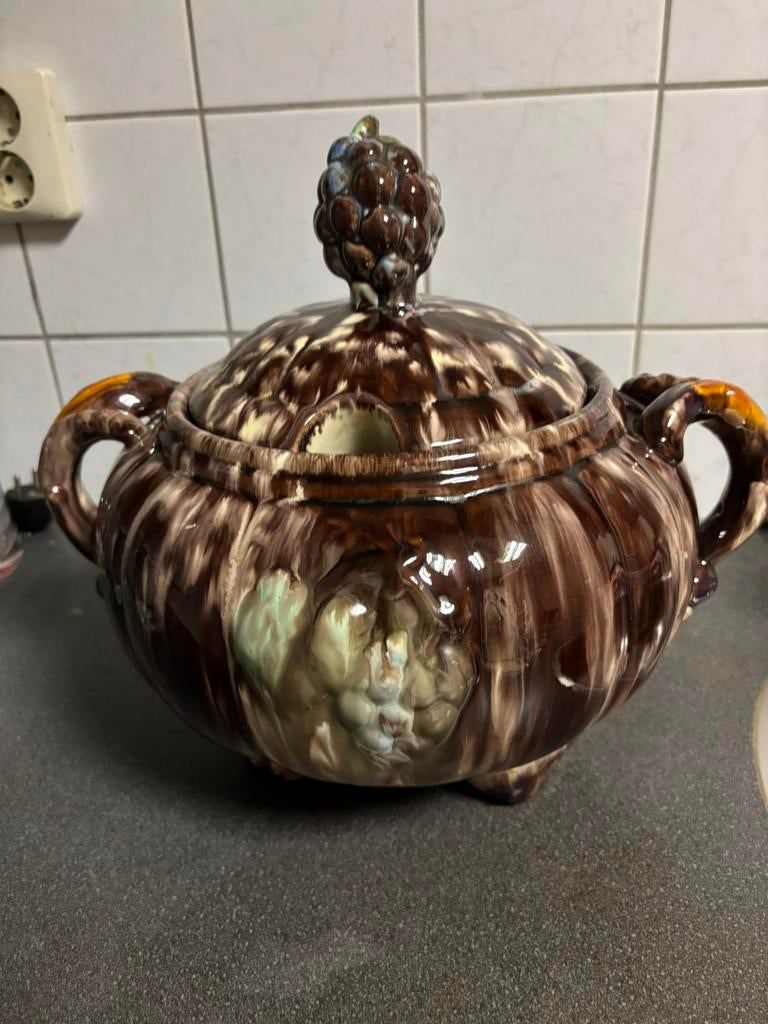 Prachtige, grote antieke (Punch) schaal met deksel!, Ophalen