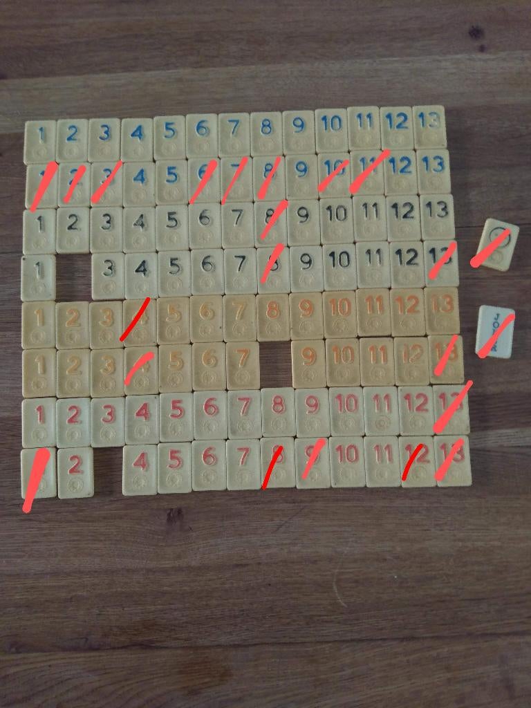 grote Rummikub stenen los, 30 cent per stuk, Hobby en Vrije tijd, Gezelschapsspellen | Bordspellen, Een of twee spelers, Ophalen of Verzenden