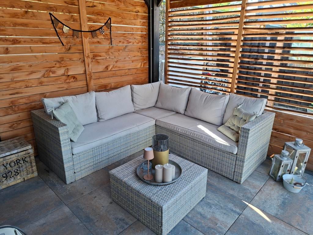 Wicker loungeset met kussens, Tuin en Terras, Ophalen