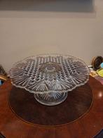 Vintage glazen art deco taartschaal op voet Val St. Lambert, Ophalen of Verzenden