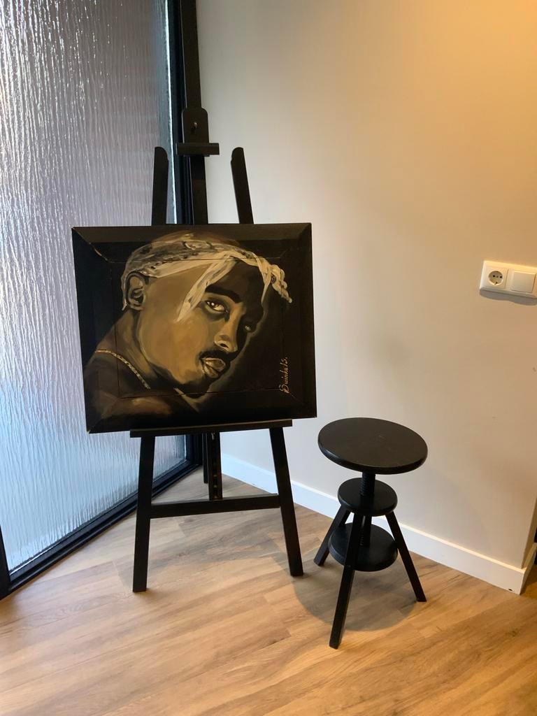 Schilderij Tupac van Swinkels met ezel en krukje, Ophalen