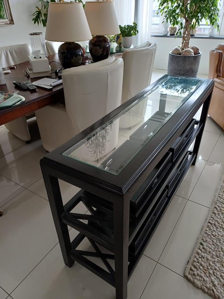 2 x zijtafels of gangtafels zwart, Huis en Inrichting, Tafels | Salontafels, Minder dan 50 cm, Ophalen of Verzenden, Zo goed als nieuw