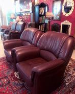 2 Fauteuils leren stoelen klassiek roodbruin vintage, Ophalen, Gebruikt, 50 tot 75 cm, Leer