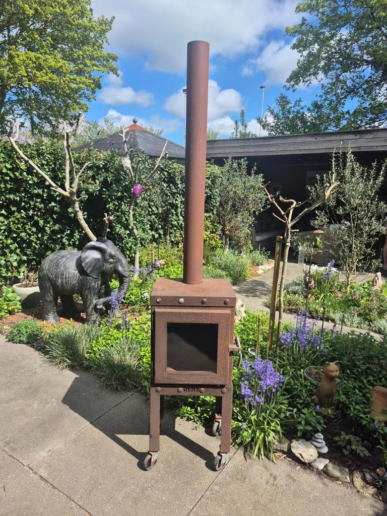 Reny piquia buitenkachel op wielen - Cortenstaal, Ophalen, Gebruikt