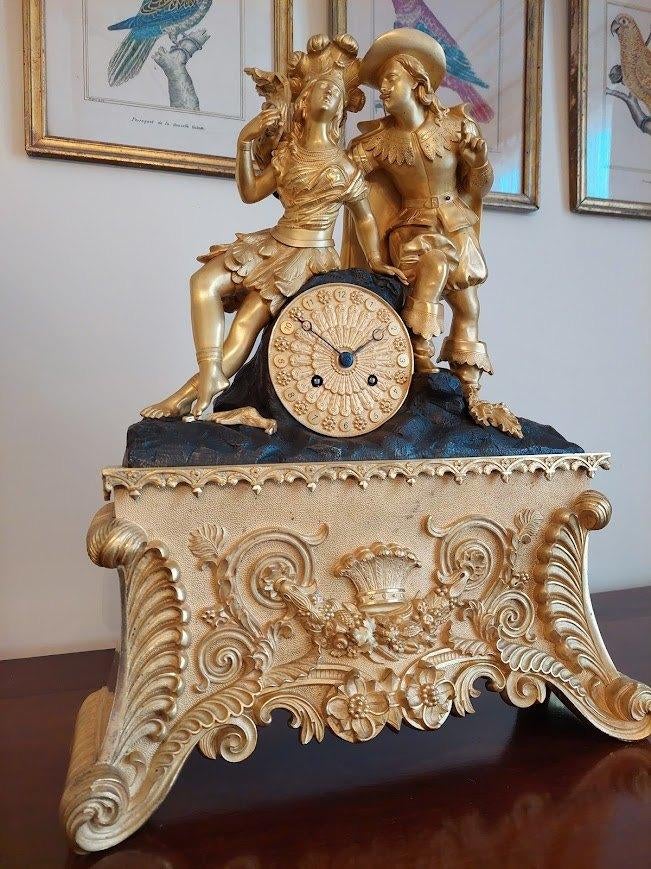 Franse verguld bronzen pendule “Amerique” omstreeks 1830., Ophalen