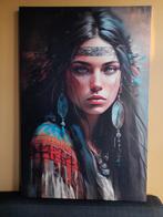 Abstract Indiaanse Vrouw Canvas Schilderij 60x90 cm, Ophalen