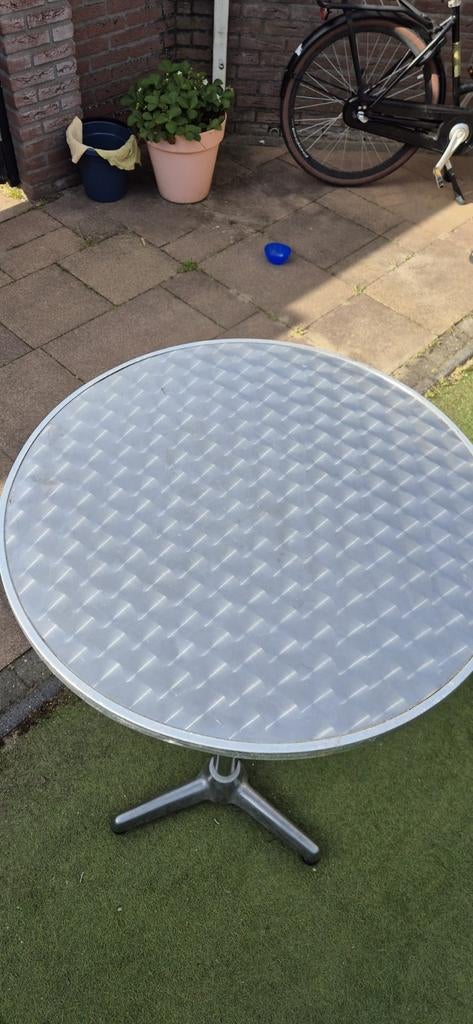 Ronde aluminium tuintafel statafel - 60cm diameter, Ophalen, Gebruikt, Rond, Aluminium
