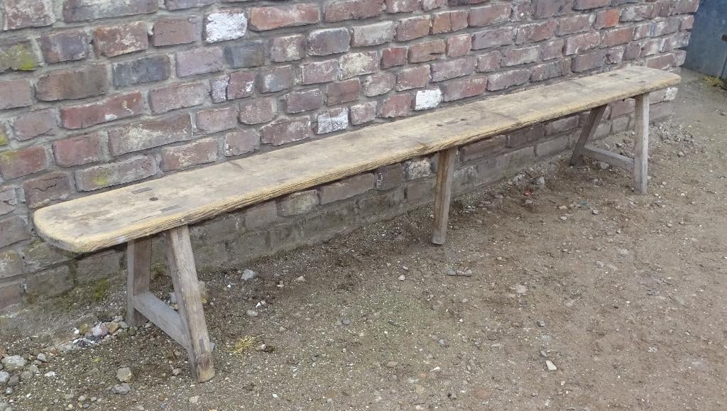 mooie doorleefde houten bank tuinbank, Antiek en Kunst, Curiosa en Brocante, Ophalen