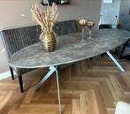 Ovale eettafel 240cm + eetkamerbank, Ophalen, Gebruikt, 100 tot 150 cm, 200 cm of meer