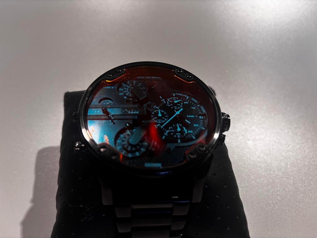 Diesel MR Daddy DZ7395 Horloge - Zwart Staal, Olie Glas, Overige merken, Gebruikt, Staal, Polshorloge