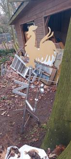 Rvs windwijzer met goudkleurige haan, Ophalen