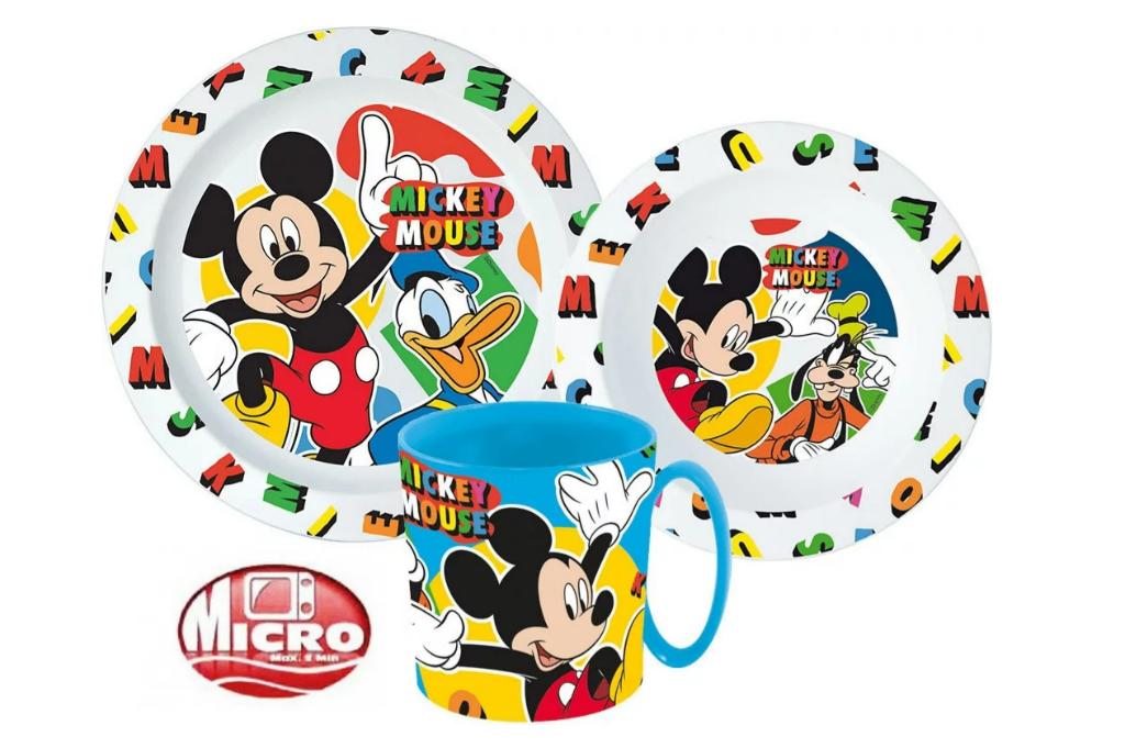 Mickey Mouse Kinderservies met Mok - Magnetron - Disney, Nieuw, Ophalen of Verzenden, Nvt, Nvt