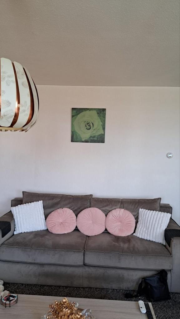 Super mooie velours bank - donker grijs/groen, Huis en Inrichting, Banken | Bankstellen, Ophalen