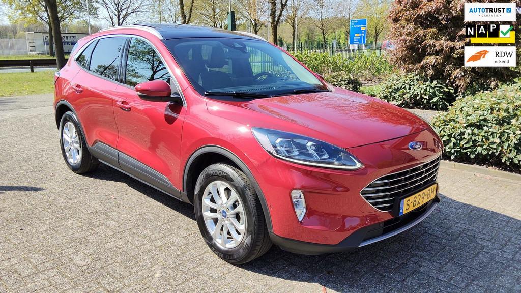 Ford Kuga 2.5 PHEV Panoramadak + Alle andere opties, Auto's, 14 kWh, Gebruikt, 4 cilinders, Leder en Stof