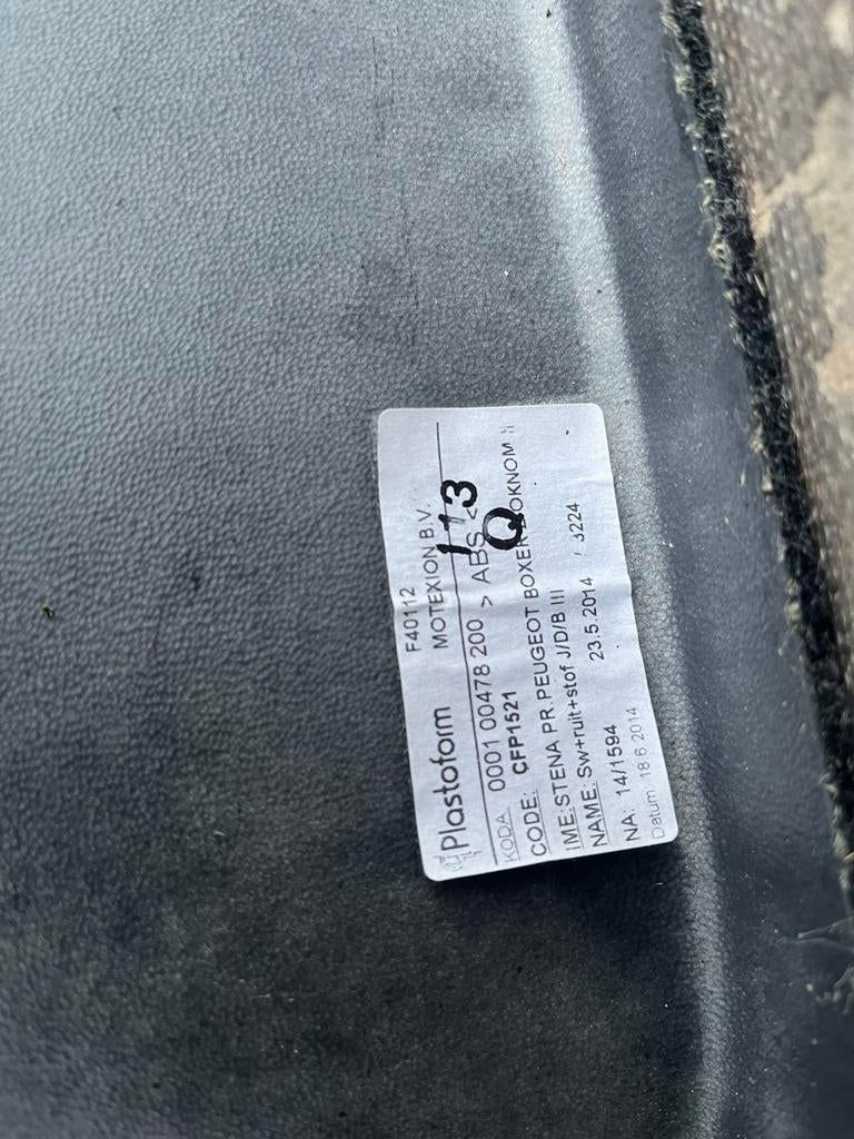 Tussenschot kunstof met raam Peugeot Boxer 2015 H2, Auto-onderdelen, Carrosserie en Plaatwerk, Ophalen, Gebruikt, Peugeot, Voor