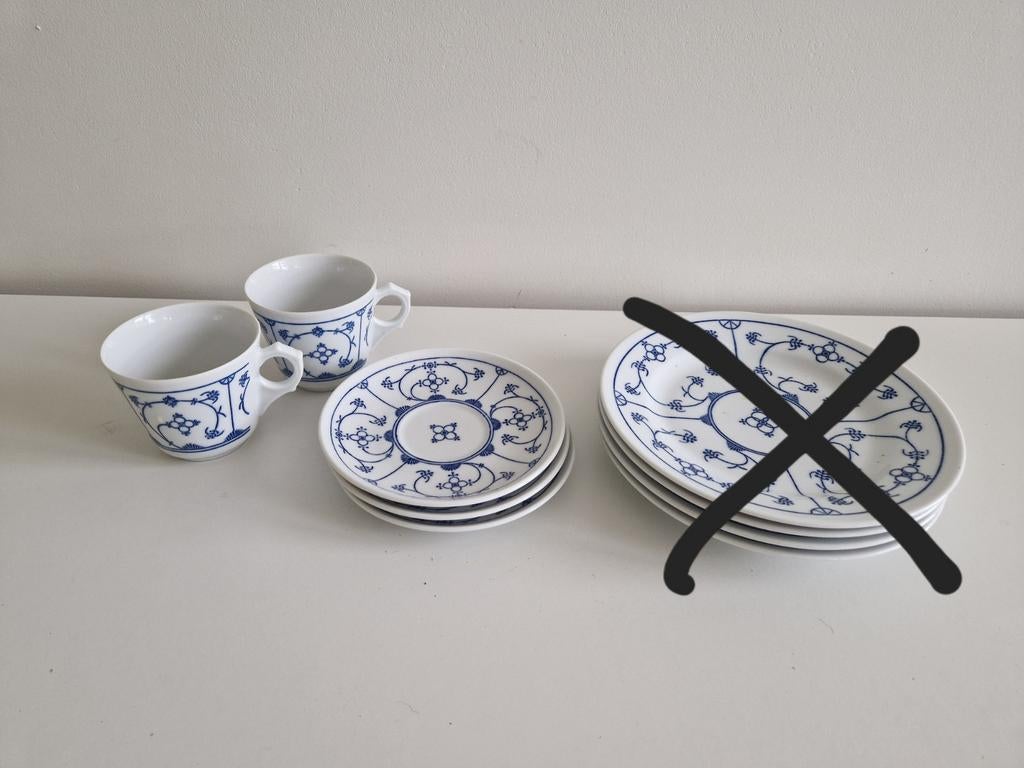 2 kopjes met 3 schotels Khala blau saks, Ophalen of Verzenden