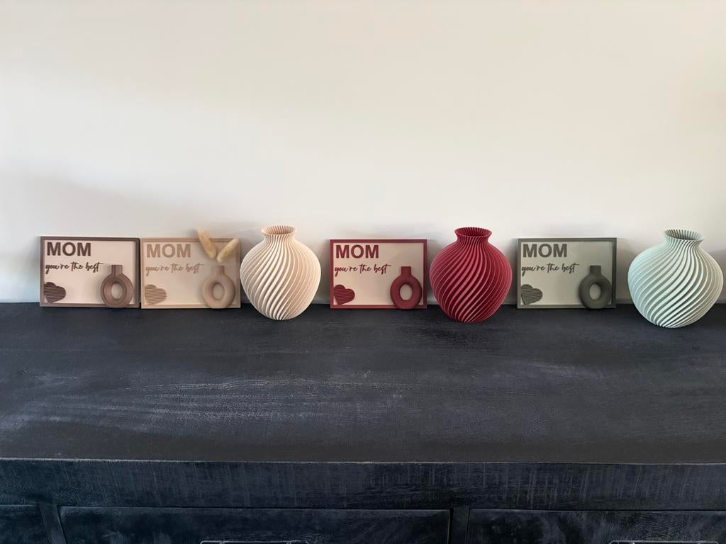 Moederdag setje 3d vaasje en ornamentje, Overige kleuren, Nieuw, Ophalen of Verzenden, Glas