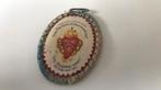 Religieus antiek medaillon,h.hart met doornen kroon en Jezus, Ophalen of Verzenden