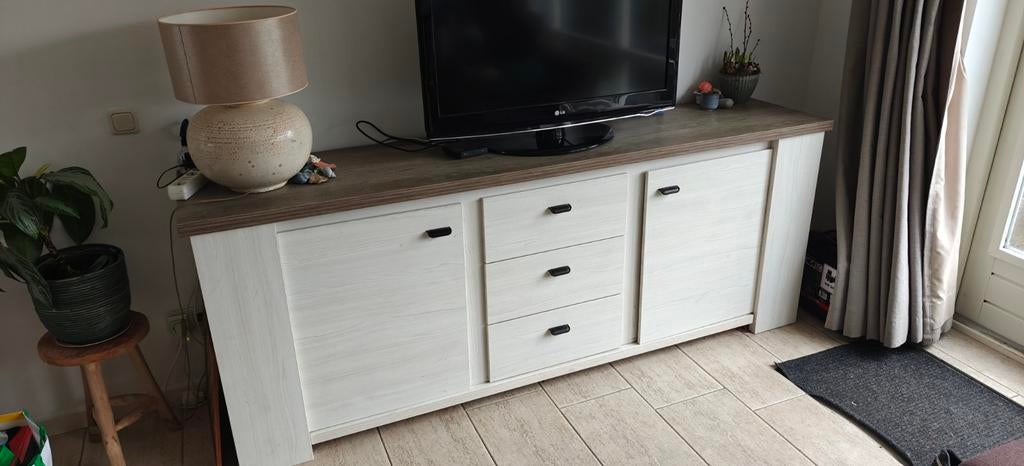 Moderne Woonkamer set: Dressoir, Salontafel, TV-meubel, Ophalen, Eikenhout, Zo goed als nieuw, 200 cm of meer