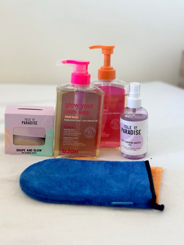 Zelfbruiner set: b.tan & Isle of Paradise, Overige kleuren, Gehele gezicht, Nieuw, Ophalen of Verzenden