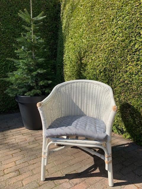 Retro Rotanstoel, Huis en Inrichting, Stoelen, Gebruikt, Eén, Riet of Rotan, Wit, Ophalen