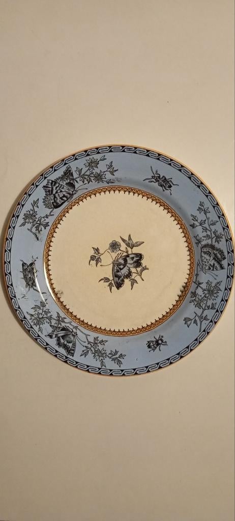 antiek bordje Papillon societe ceramique, Antiek en Kunst, Antiek | Wandborden en Tegels, Ophalen of Verzenden