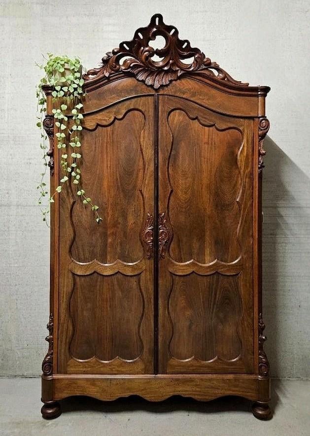 Antieke XL brocante Biedermeier kuifkast vintage meidenkast, Ophalen of Verzenden