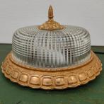 Vintage messing en kristal Regency plafonniere plafondlamp 4, Valkenswaard, Gebruikt, Flashback Furniture, Ophalen of Verzenden