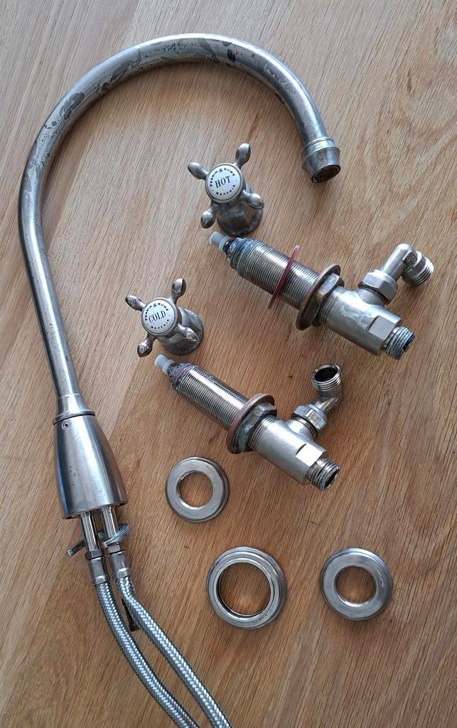 Perrin & Rowe Mayfair Keukenkraan - Warm & Koud, Doe-het-zelf en Verbouw, Sanitair, Ophalen of Verzenden, Gebruikt, Rvs, Kraan