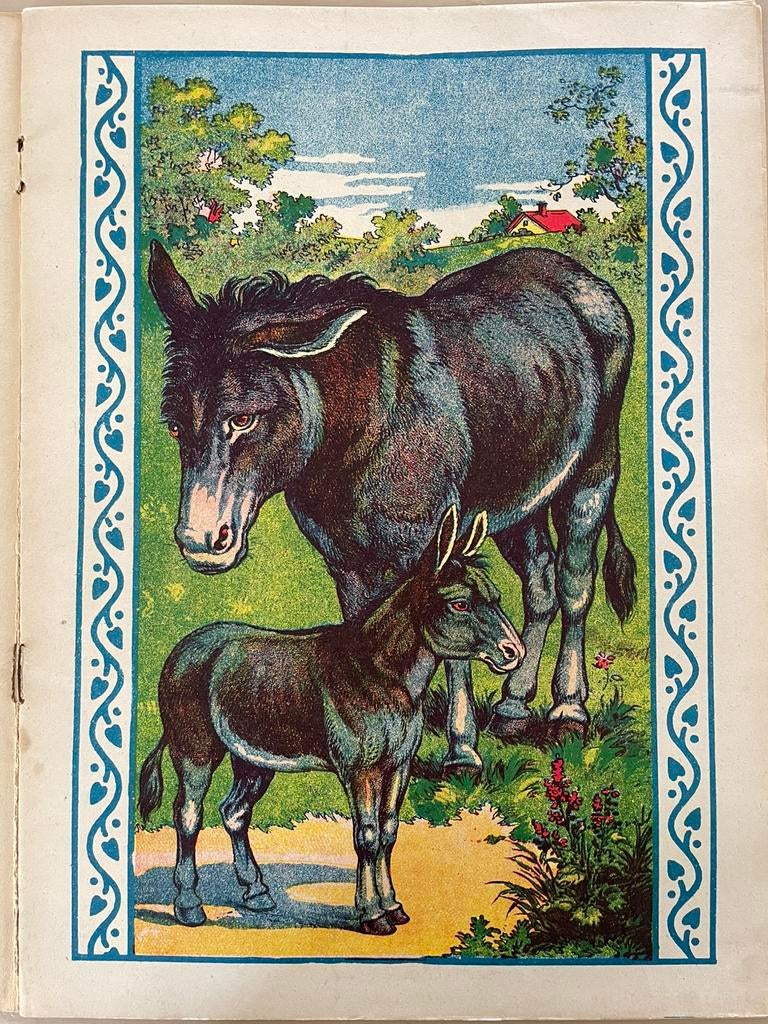 Ca. 1910, Prachtige poster ezels uit Het mooiste dierenboek, Ophalen of Verzenden