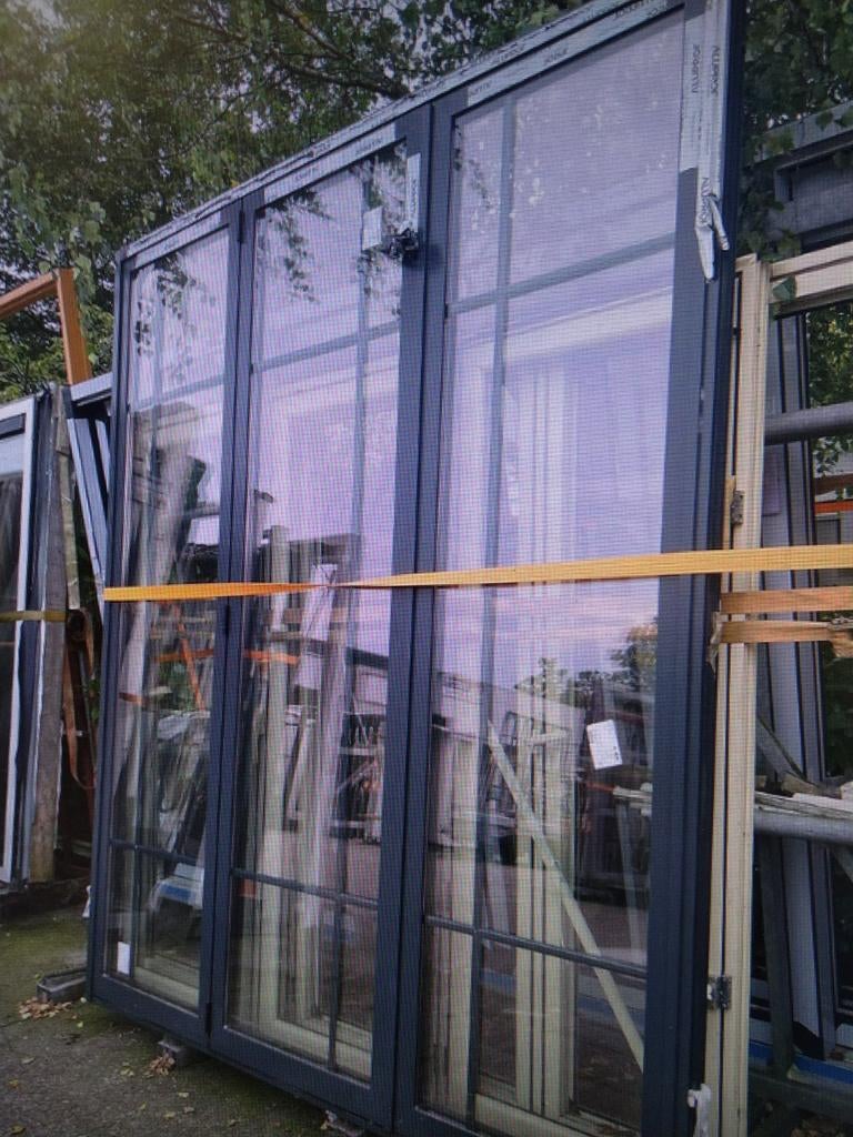 Harmonica pui aluminium, Doe-het-zelf en Verbouw, Deuren en Horren, Buitendeur, 215 cm of meer, 120 cm of meer, Glas, Metaal, Vouwdeur