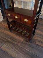 Houten serveerwagen/keukentrolley met uitklapbare bladen, Ophalen, Gebruikt