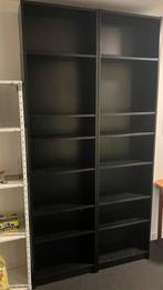 2x Zwarte Billy Boekenkast met Bovenstuk - IKEA, Huis en Inrichting, Kasten | Boekenkasten, Ophalen, Met plank(en), Gebruikt, 200 cm of meer