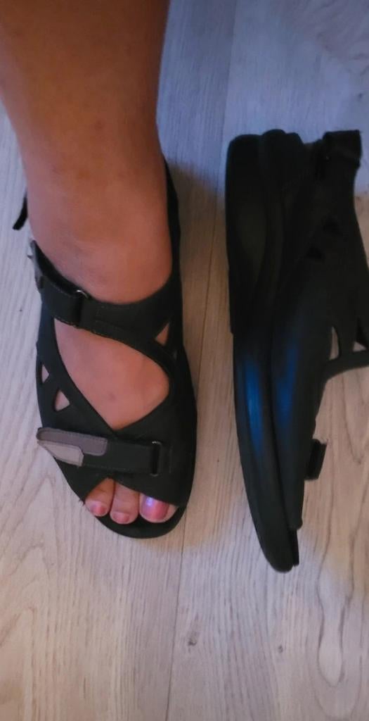 Durea leren sandalen maat H, 7 of 40, Durea, Zwart, Gedragen, Sandalen of Muiltjes