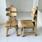 Spaanse Eiken Brutalistische Eetkamerstoelen - Uniek Design, Ophalen