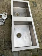 Dubbele  RVS spoelbak (50/40), Ophalen of Verzenden, Zo goed als nieuw, 25 tot 50 cm, Minder dan 100 cm