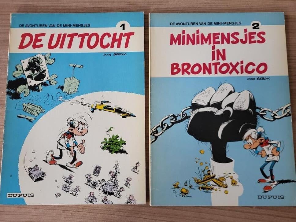 De Mini-Mensjes: De Uittocht & Minimensjes in Brontoxico, Meerdere stripboeken, Ophalen of Verzenden, Gelezen, Pierre Seron